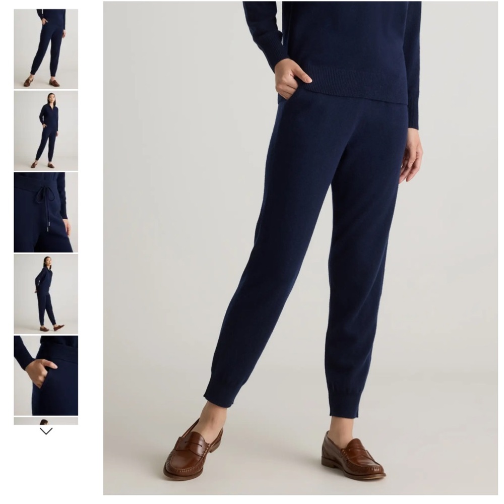 NEW Quince Mongolian Cashmere Super Soft Navy Blue Joggers